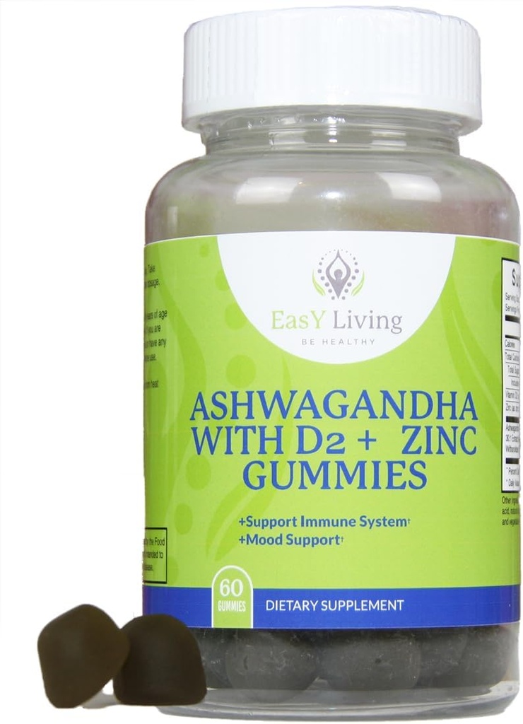 Ashwagandha 1500mg 维生素D2 200mcg 锌 4mg Gummys pS 压力救济和免疫系统支持 ==========================================================================================================================================================================================================================