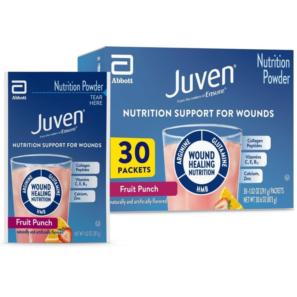 Medline Juven 粉末营养补充剂(Fruit Punch,包装:30EachCarton)