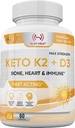 含钙的维生素K2 + D3 - 骨,心和免疫配方 - K2 D3 男女维生素补充剂 - 60 Capsules