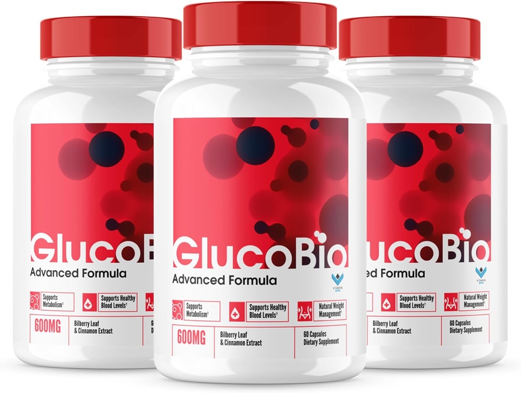 (Official 3 Pack) Glucobio Capsules, Gluco Bio Blood Supports 高级配方, GlucoBio All Natural Infedients, GlucaBio 最大强度, Glucbio, Glucobio Blood, Glycogen Supports (180 Caps)
