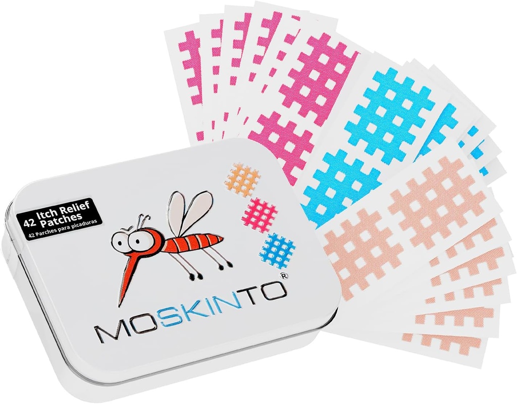 Moskinto 原始蚊子痒补丁 儿童与成年人的补丁 Bug Bite 补丁 Soothe Swelling & Itching, Anti Itch Bug Bite Relief, 吸食工具替代, 家庭包装, 42 Counter