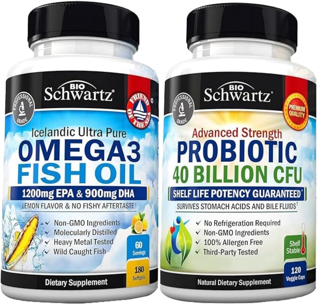 三重优势 Omega 3 鱼油软胶(2个月供应)+40亿 CPU 每日专利补充品(2个月供应)