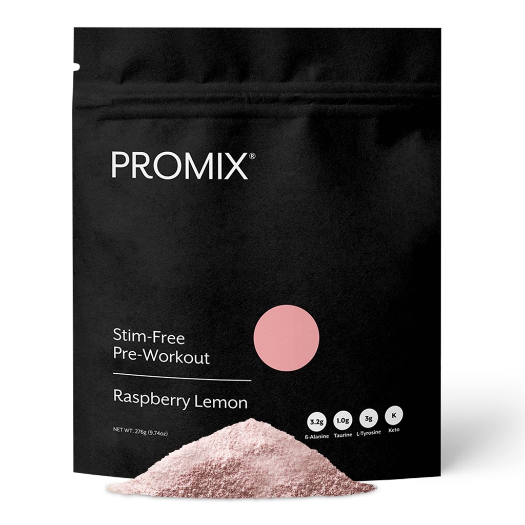 ProMix 营养 无刺激性 工作前粉,Raspberry 柠檬 - 274g - 最大限度地聚焦,能量和性能 - 维生素 B12, Taurine, Beta-Alanine & L-Tyrosine - 30 services (Pack of 1).