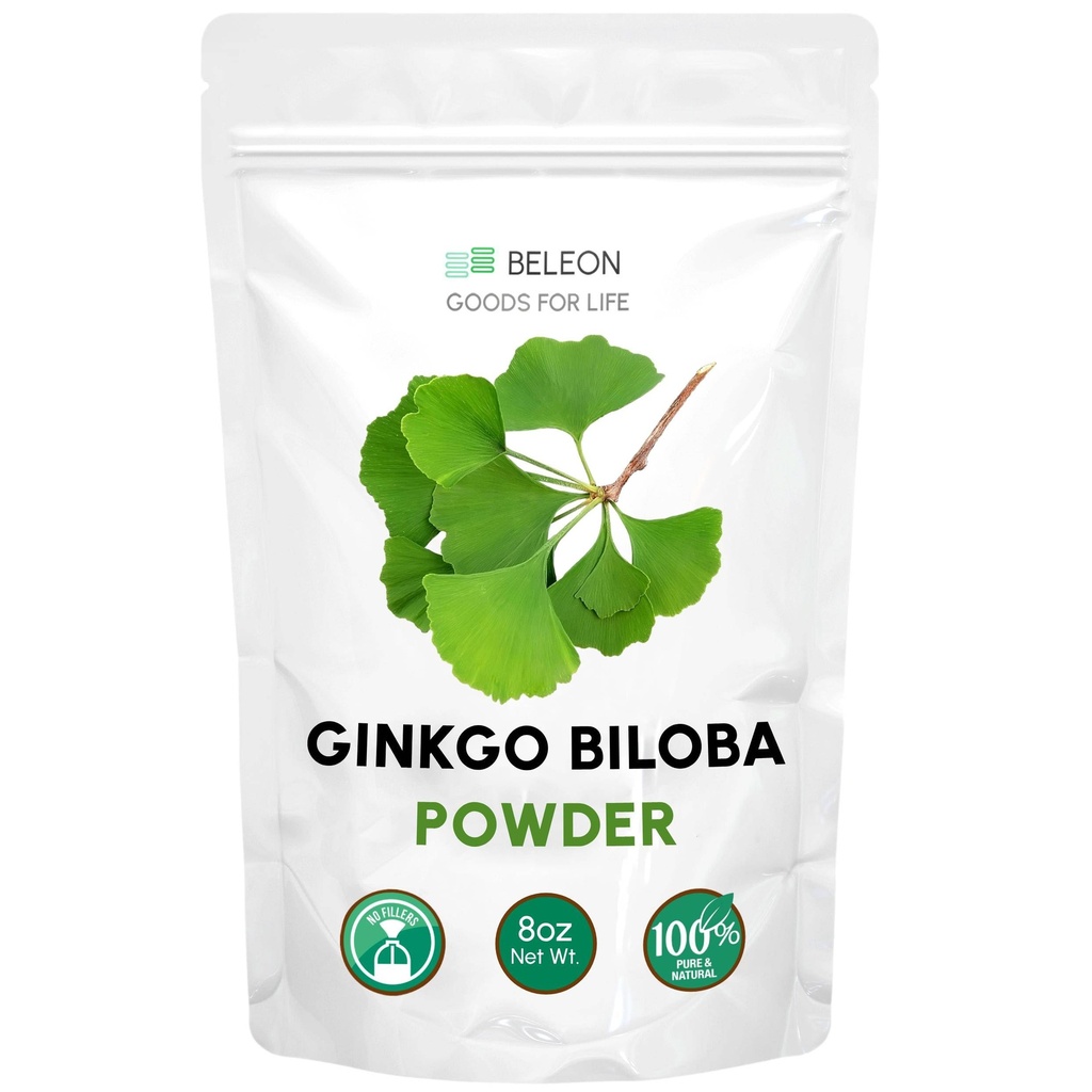 Ginkgo Biloba 粉末 8 oz - 纯天然补充,脑支持,精神警惕,无填充器