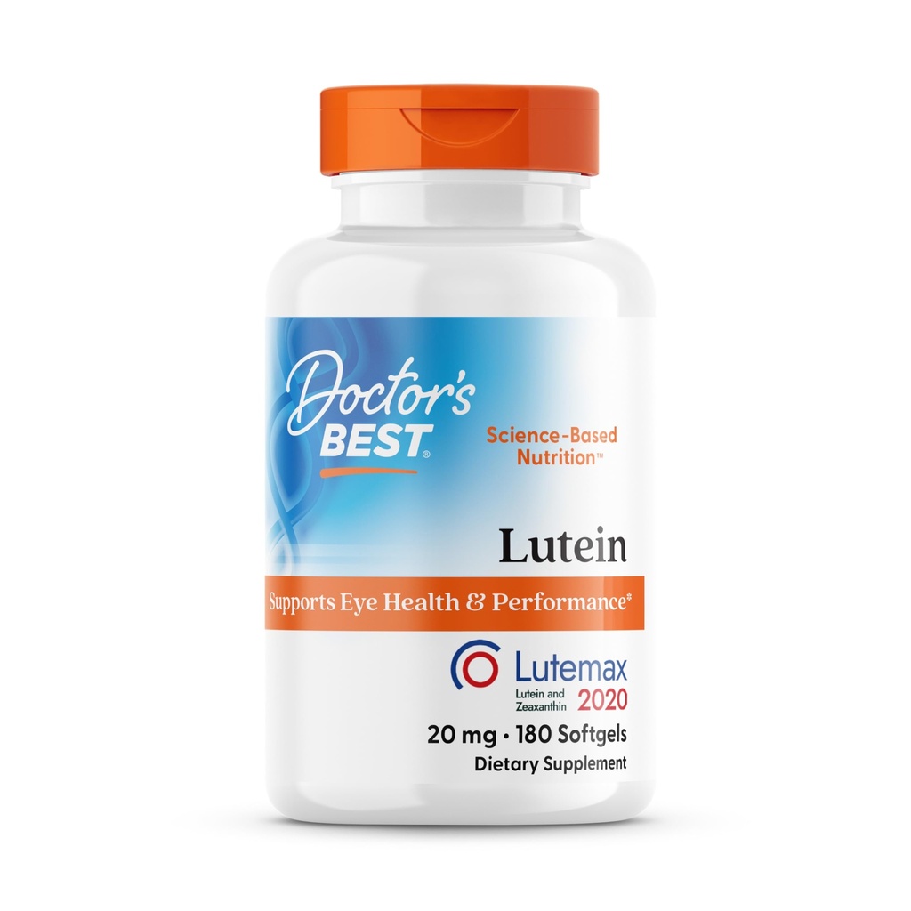 医生最佳Lutein,20毫克,支持眼健康与性能,非GMO,Gluten Free 180软胶