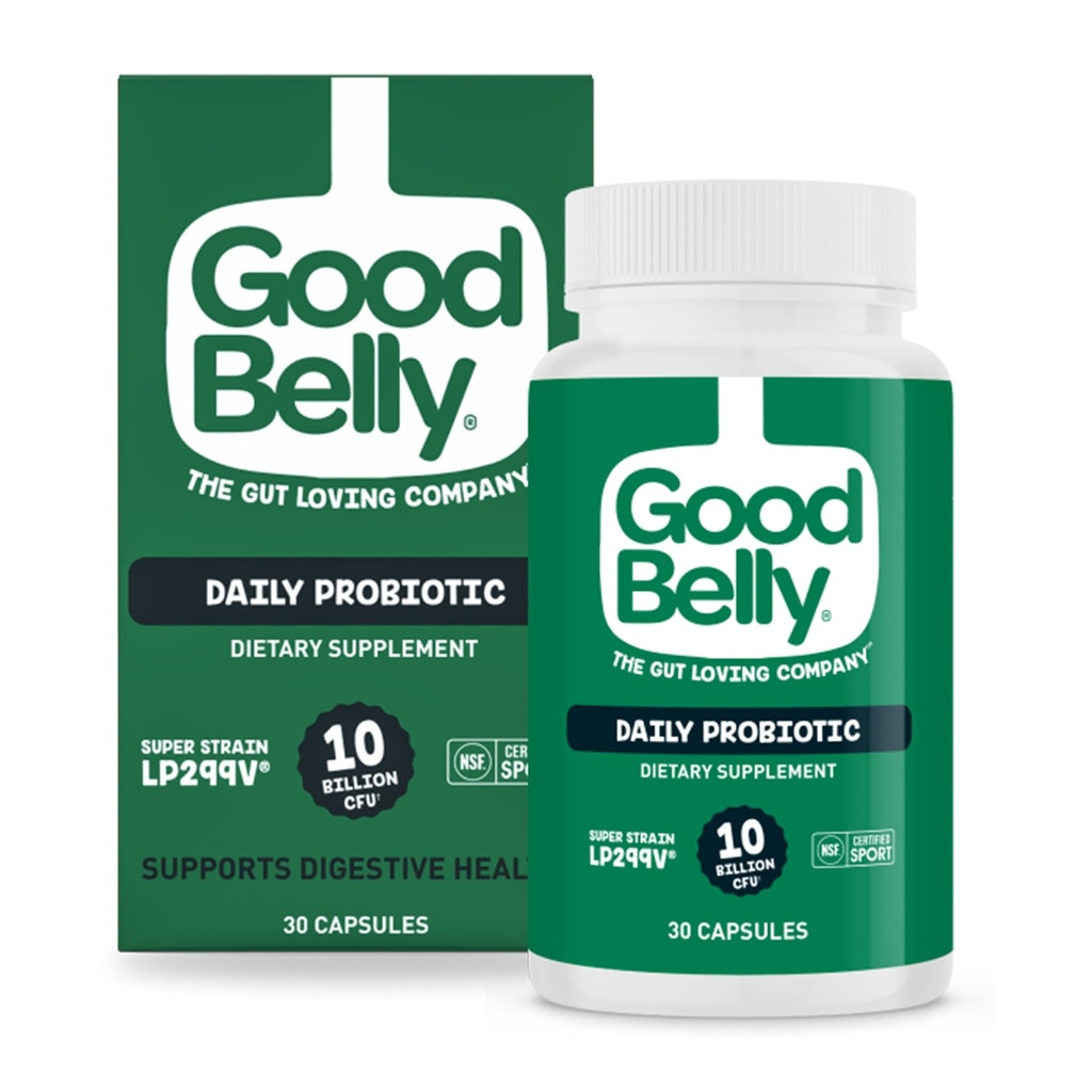 GoodBelly Probioules for Digestive Health + Vegan Probioules 配有10亿个活文化 + 女性和男性 Probioules + 30 Capsules