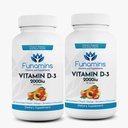 维生素D3 Gummys, 2-Pack, 每人60人, 每人2000iu, 支持免疫系统和骨骼健康; 儿童与成年人; 桃子、芒果、草莓火焰