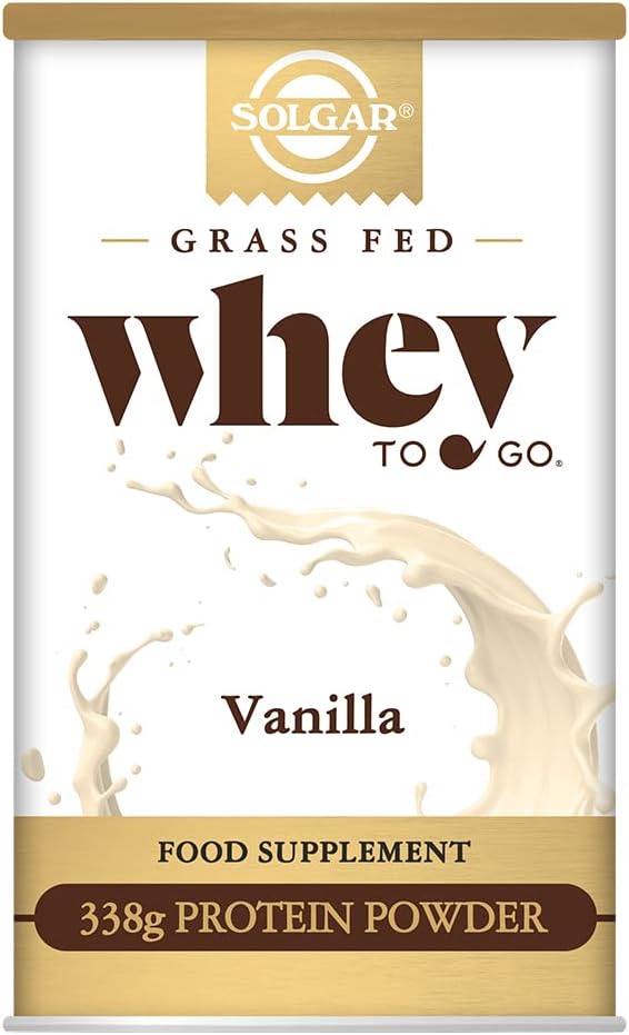 Solgar Grass Fed Whey to Go protein Powder Vanilla, 11.9 oz - 20g 来自新西兰奶牛的Grass-Fed蛋白 - Great Tasting & Mixes Easile - 支持力量与复苏 - 13 services