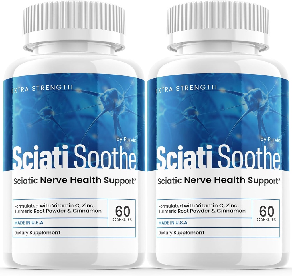 (2 Pack) Sciatisoothe Sciati Soothe Nerve Health, Sciatisoothe Capsules Vitamins, Sciatisoothe 高级整体健康支持最大强力公式美国(120 Capsules)