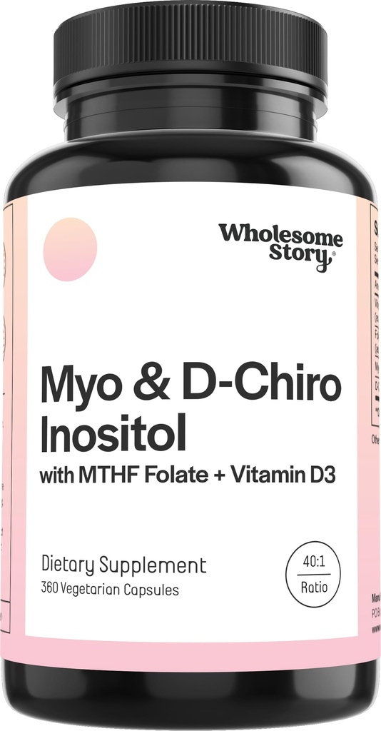 Myo-Inositol & D-Chiro Inositol Capsules 具有MTHF, Folate,维生素D → 支持Ovarian功能,Hormone平衡, & Homocysteine水平 → 妇女生育率补充金 → 360 计算比率 40:1