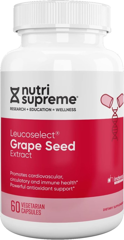 营养素最高葡萄籽提取物 Leucoselect,用于超级抗氧化剂支持的多酚,心血管健康,Kosher认证 60 Capsules