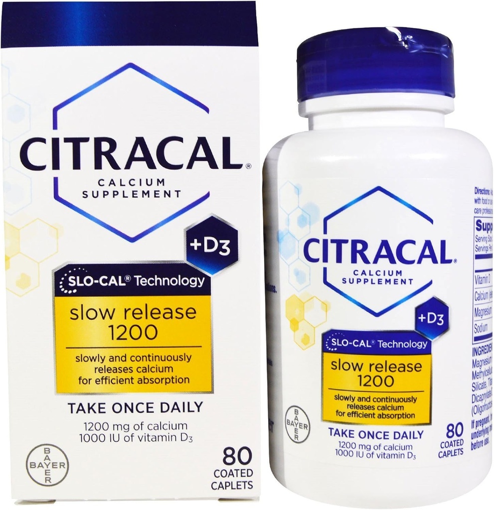 Citracal Calcium + D 慢释放 1200, 混凝土板块 - 80 ea(包2)