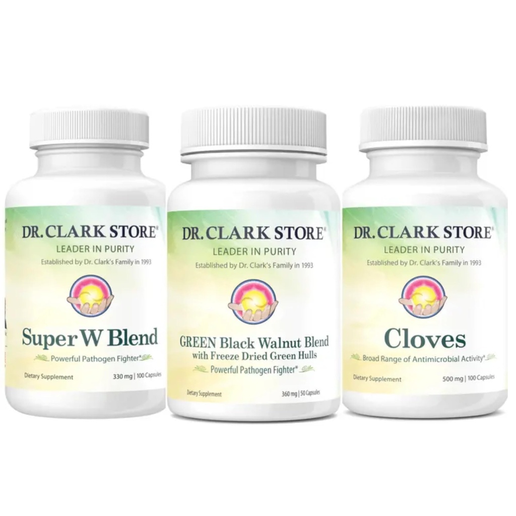 Clark Store Intestine Support & Cleanse Kit 博士 – 配有 Street-Dried Green Black Walnut Hulls, Wormwood, 和 Cloves-Helps 维护优化肠功能