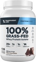 透明实验室 Grass-Fed Whey 蛋白质隔离剂 - 天然Flawared, Gluten Free Whey 蛋白质粉,每服28克蛋白质和9枚氨基酸 - 30枚