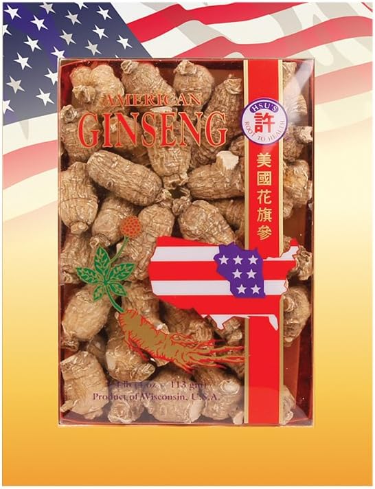 Hsu's Ginseng SKU 113-4 | 短中小 | 来自威斯康星州马拉松公司的美国Ginseng | 许氏花旗参 4oz Box, 西洋参, B0054ELDEY