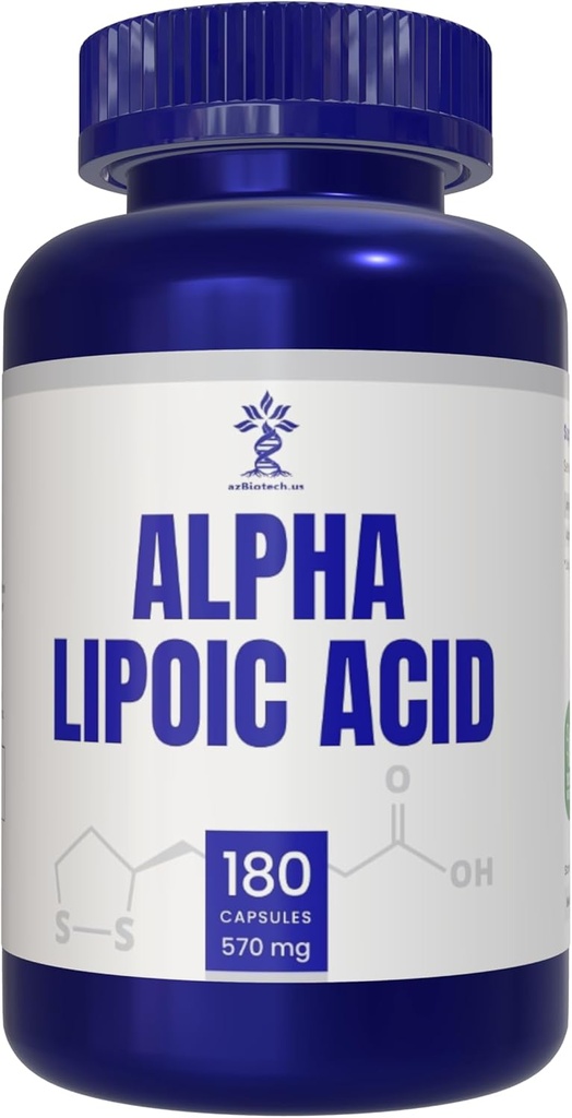 Alpha Lipoic Acid(ALA) 570 mg Capsules - 180 counter, Gluten Free, N-GMO, Vegan