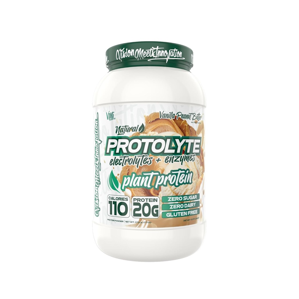 VMI Sports公司用电解质和酶 → 零糖 → 零乳品 → Gluten Free → 20 G 蛋白 + 10.5 G EAAs (25 service, Vanilla Palentian Butter) 原蛋白天然植物蛋白.