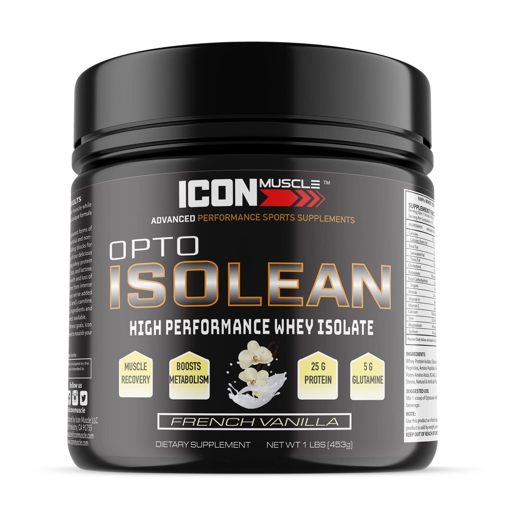 Isolean Whey Protein Isolate Powder, Vanilla, Chocolate, Strawberry, Cookies & Cream, Salted Caramel, Chocolate Peanut Butter, 1 Pound (Vanilla)