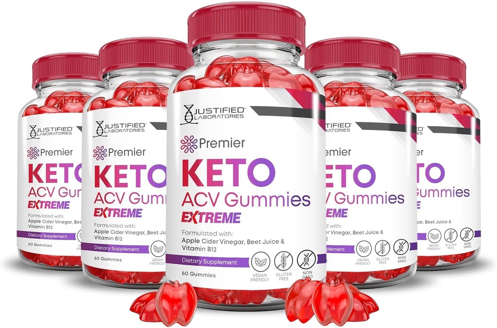 合理实验室(5 Pack Primier Keto ACV Gummys Advanced Extreme 2000MG Preme Keto Gummys Apple Cider Vinegar 配以石榴甜菜汁粉B12 Vegan Non GMO 300 Gummys 配制的苹果苹果醋