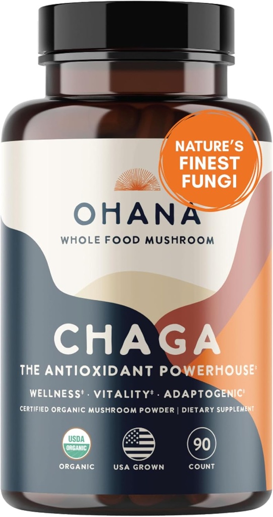 Aloha Medicinals Chaga,抗氧化剂蘑菇补充剂,帮助平衡元质系统和免疫支持,每包1,90卡普勒