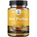 蜜蜂Pollen Pills for breast growth 60 Ct - Bee Pollen Supplement 1000mg 与自然产生的B维生素矿物和酶一起服务 - 乳房支持补充 - 蔬菜非GMO和Gluten Free