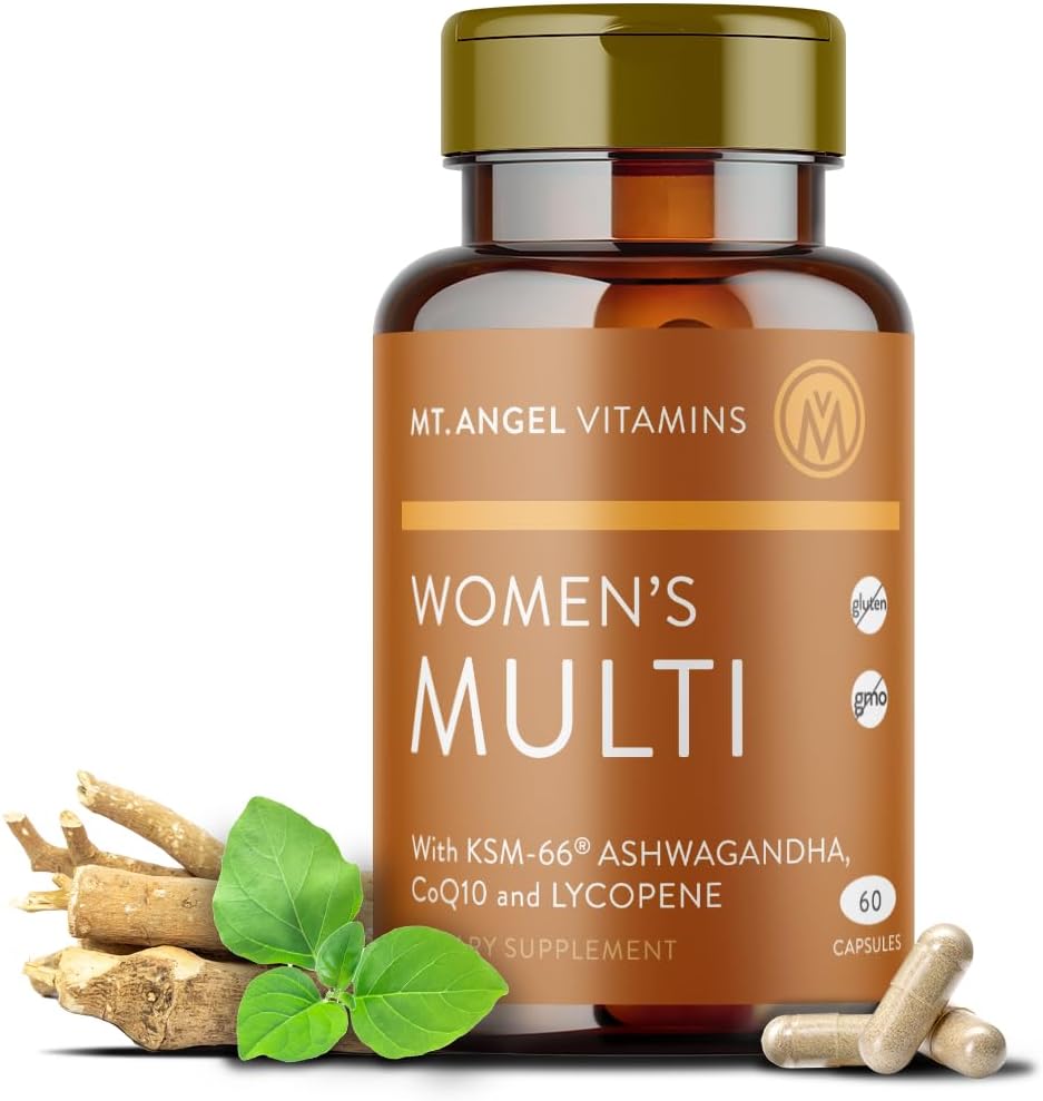 Angel Vitamins山 - Daily Womens Multivitamin - 带有铁,钙,KSM-66 Ashwaganda的成人配方,以及"最佳女性维他命"的蓬勃所有制草药混合剂 - 60 Capsules伯爵