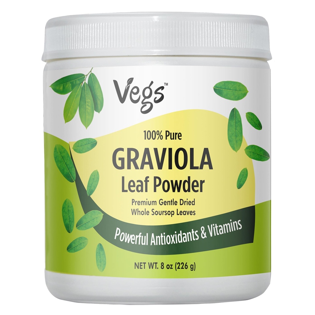 Graviola Soursop叶粉 - 单一起源,真绿色,有机Graviola叶粉 - Gentle Dried & HighPotency Soursop 配有强抗氧化剂,维生素 - 无糖,非GMO, 8 oz