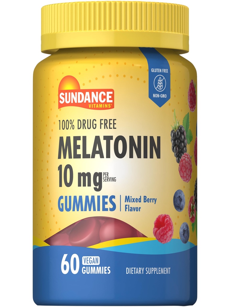 Sundance Melatonin 10 mg Gummys for advisions – 60 Counter Berry Flavor – Vegan, Non-GMO, 和 Gluten Free Supplement 互联网档案馆的存檔,存档日期2013-12-02.