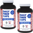 Yerba Prima Daily Fiber Formula - 180 caps (Pack of 2) - Soluble & Insoluble Dietary Fiber Supplement - Colon Cleanse - Gut Health - Vegan, Non-GMO, Gluten-Free