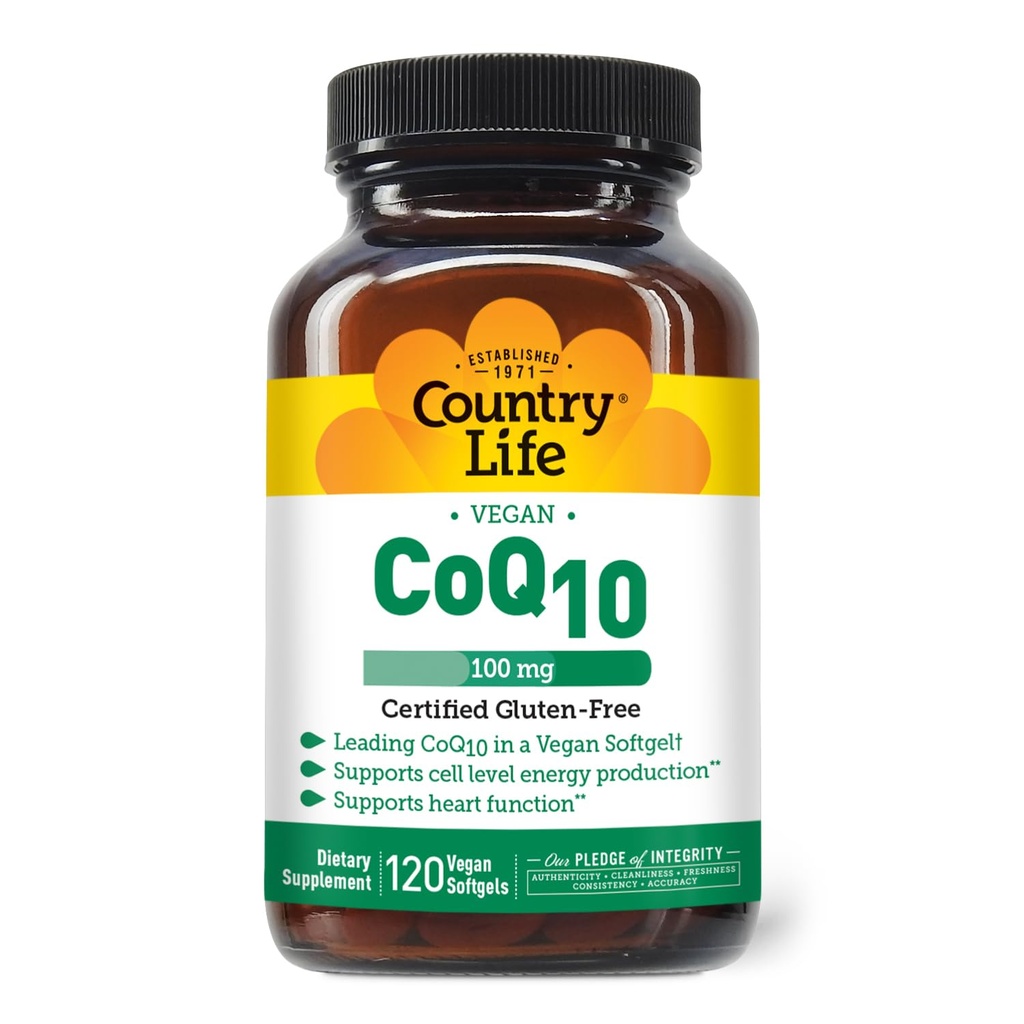 乡村生活简约 CoQ10,支持心功能,100mg,120 Softgels,认证Gluten Free,认证Vegan...