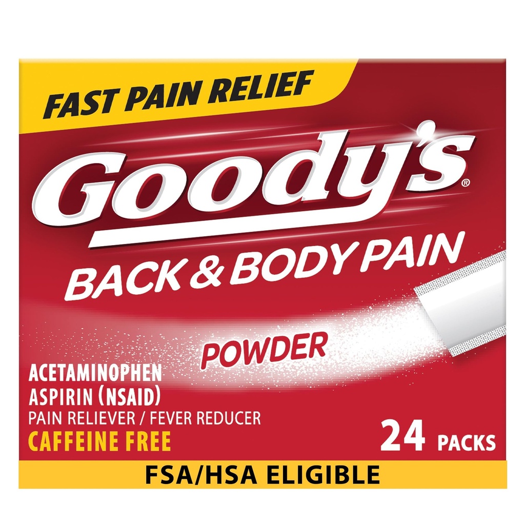 Goody's Back and Body pain Relief Powder, 24 ct (Pack of 1) (英语:Goody's Back and Body Pain Relief Powder, 24 ct (Pack of 1)) (英语:Goody's Back and Body pain Reference Powder, 24 ct (英语:Pack of 1))).