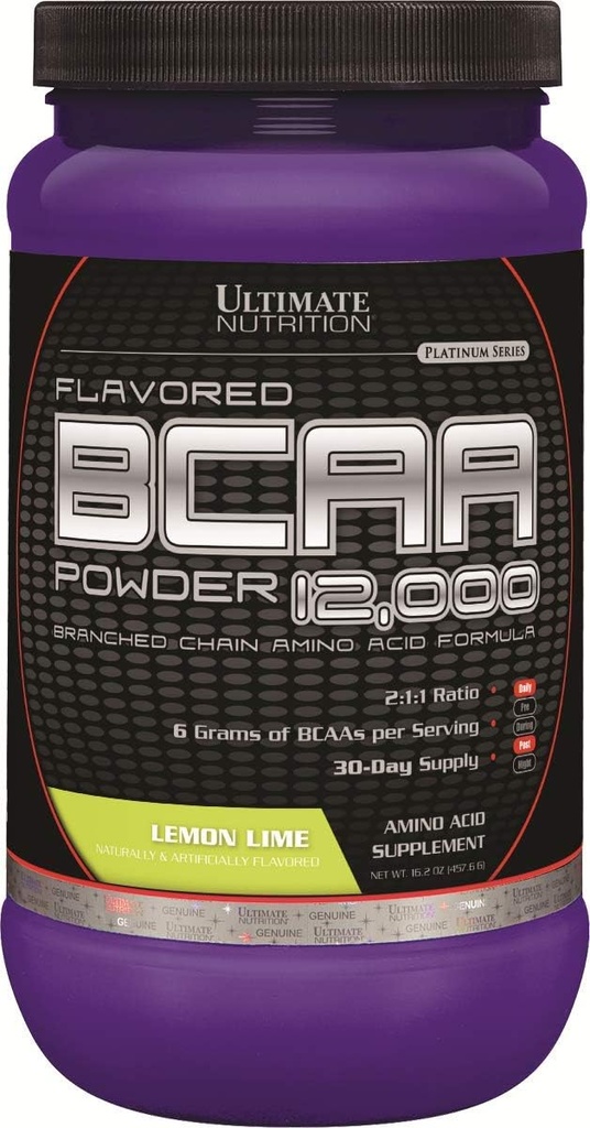 极端营养炎症 BCAA粉12,000, 工作后恢复饮料,3g Leucine 1.5g Valeucine, 分链氨酸促进肌肉恢复补充剂,60种服务,柠檬液