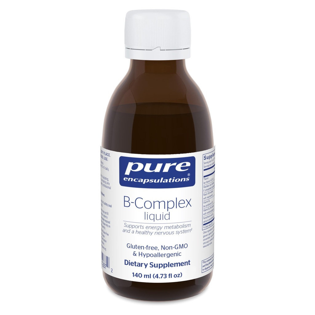 纯封装 B-复合液体 - 液体维生素B 复合体 - 用于 Nerve & Energy代谢* - Gluten Free & Vegetarian - 4.73 oz (140 mL)