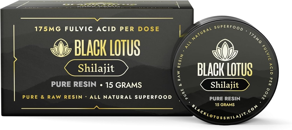 黑莲纯 Shilajit Resin, 能源、免疫支持和焦点的补编, 85 Ionic Trace 矿物综合体,天然富尔维酸, 胡米酸, 实验室验证, 实验室验证 - 15g