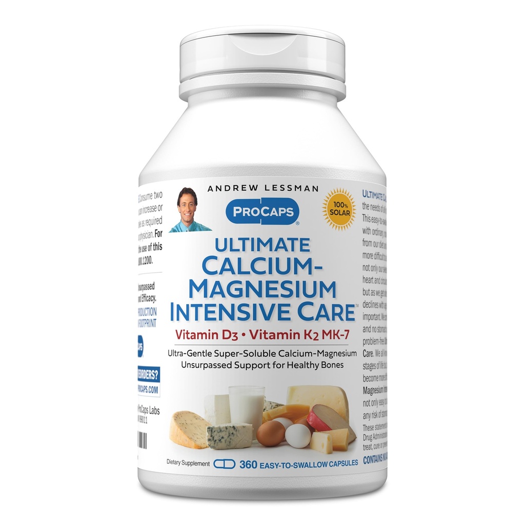 Andrew Lessman Ultimate Calcium-Magnesium 重症监护,配有维生素D3 & K2 MK7-120 mcg - 360 Capsules - Bone and Skeleton Health Basics. 温柔,容易吞,超级溶解。 无附加