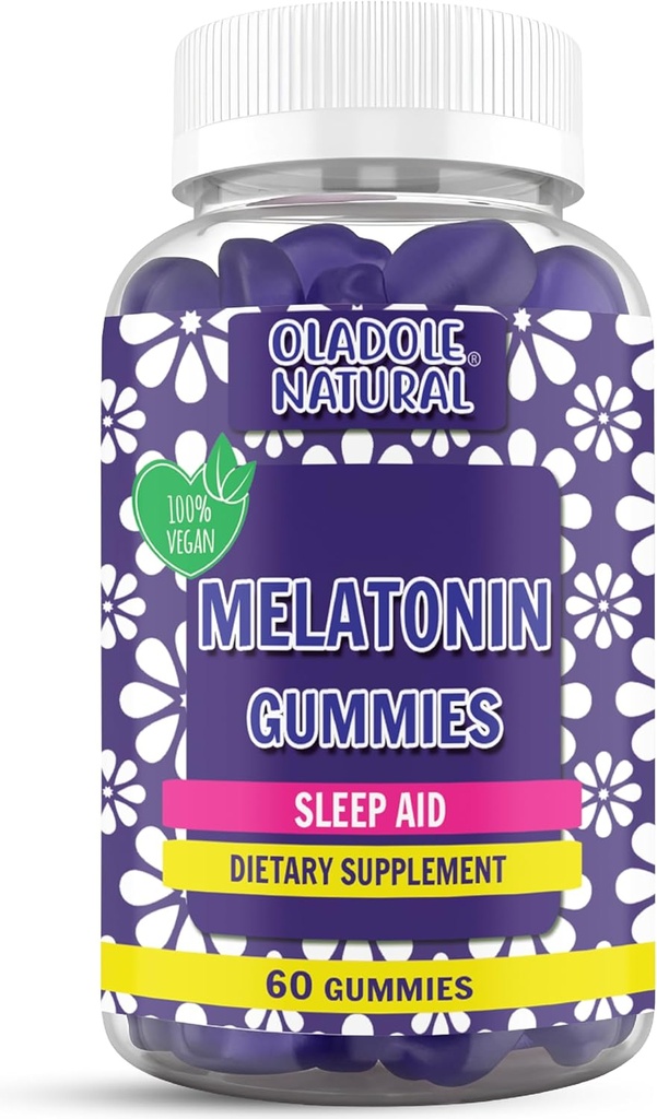 Oladole自然睡眠综合体 86mg Extra strong Melatonin, L-Theanine, Passiflora, 5-HTP, 加纳种子提取 QQ 睡眠支持促进放松和失眠更快 - 60 Gummys, 葡萄火焰