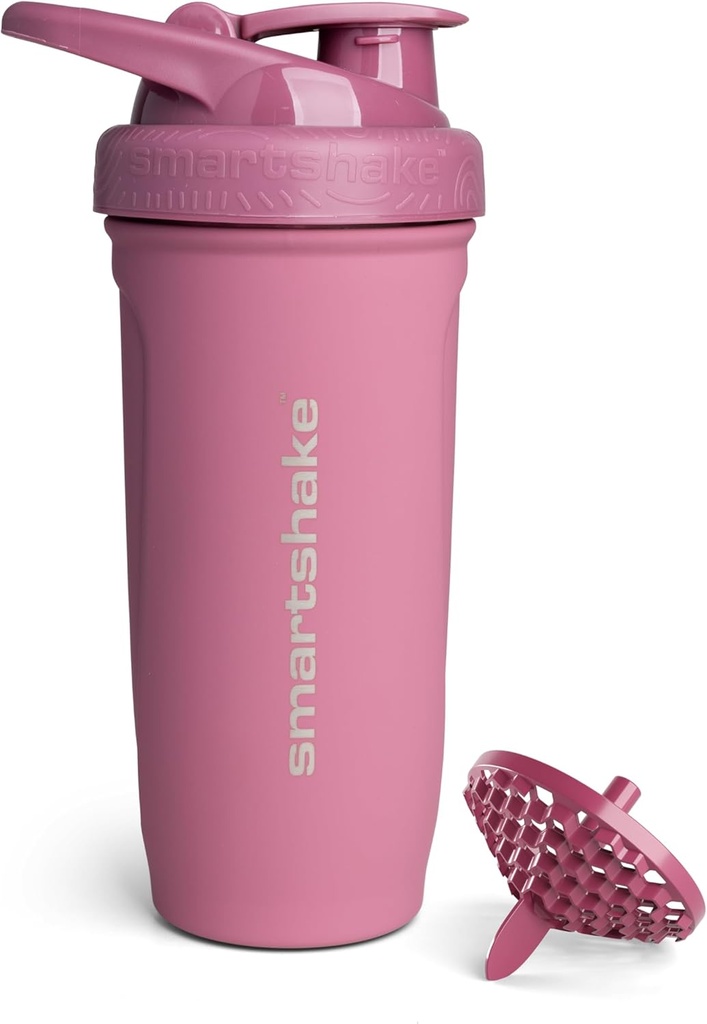 Smartshake Reforce 无锡 蛋白质沙克瓶 - 非绝缘 单色 Gym瓶 - 金属沙克瓶 - 900 ml - 30 oz - Lid上的防漏螺丝 - DEHP & BPA Free(深玫瑰)