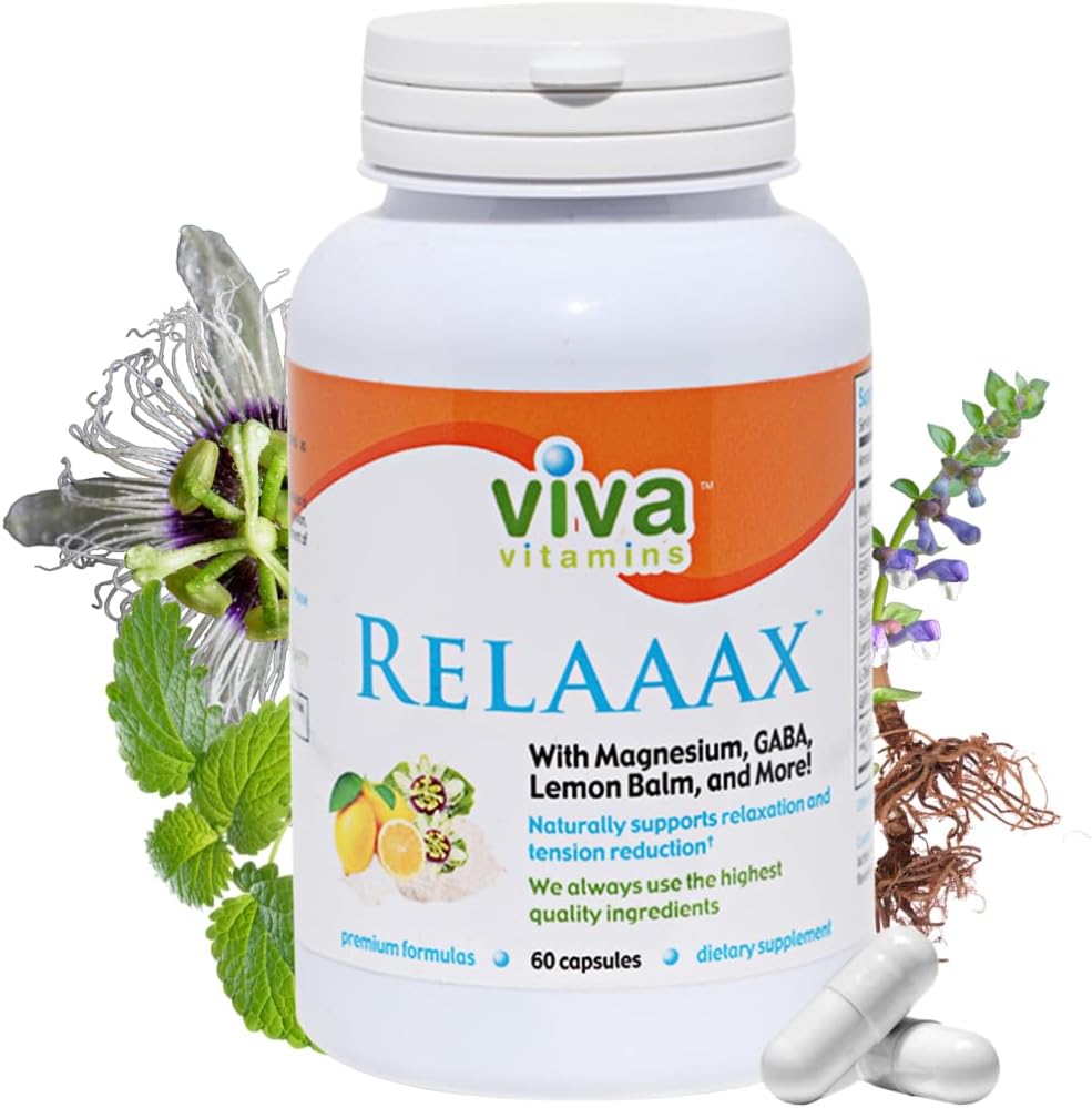 Relaaax - 与Magnesium, GABA, L- Theanine, Lemon Balm, 支持Mood, 放松,紧张, 帮助实现冷静和放松的心灵, Non-GMO, Vegan, 60 Caps