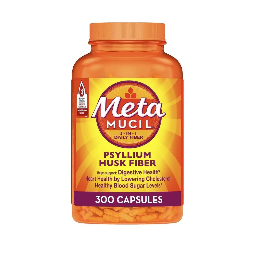 Metamucil, Psyllium Husk Capsules, 300 Capsules, 3-in-1 Fiber 补编, Daily Psyllium Husk Fiber Capsules 通过促进规范性帮助支持消化健康*, 帮助补充 Daily Fiber 摄入量