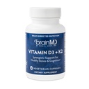 BRAINMD 维生素D3 + K2-60 Capsules - 协同支持健康骨骼与认知 - Gluten Free - 60 services