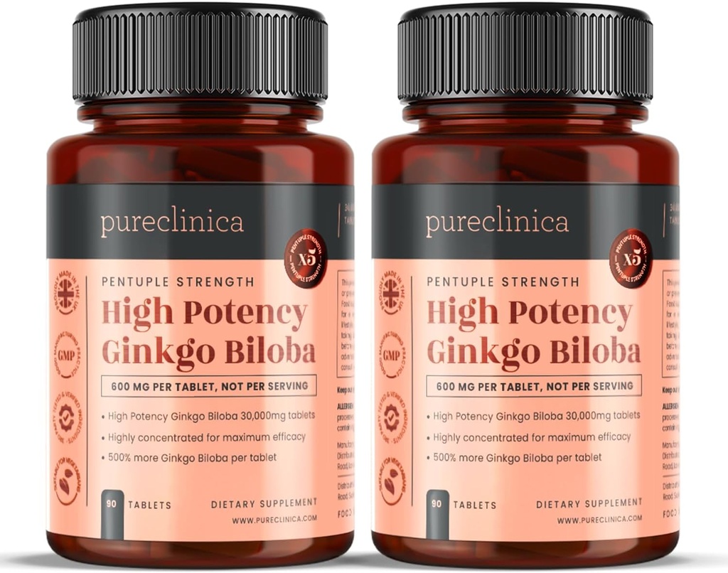 pureclinica 高概率 Ginkgo Biloba 30,000mg x 180平板(2瓶90) - 6个月供应 - 5 Times 竞争者产品的优势