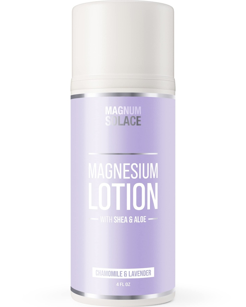 Magnum Solace Magnesium Lotion – Supercented – 与阿罗和谢一起制造 – 用于脚踏车, sore Muscles & Joints, Rejuvenation – 儿童安全,美国制造 (Chamomile & Lavender)
