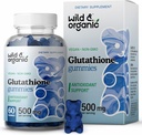 野生和有机L Glutathione Gummys - 抗氧化剂支持的Glutathione500mg 减量 Glutathione 500mg - 肝脏清洁除毒补充剂 - 60 Vegan, Non-GMO, Pectin-based Chews