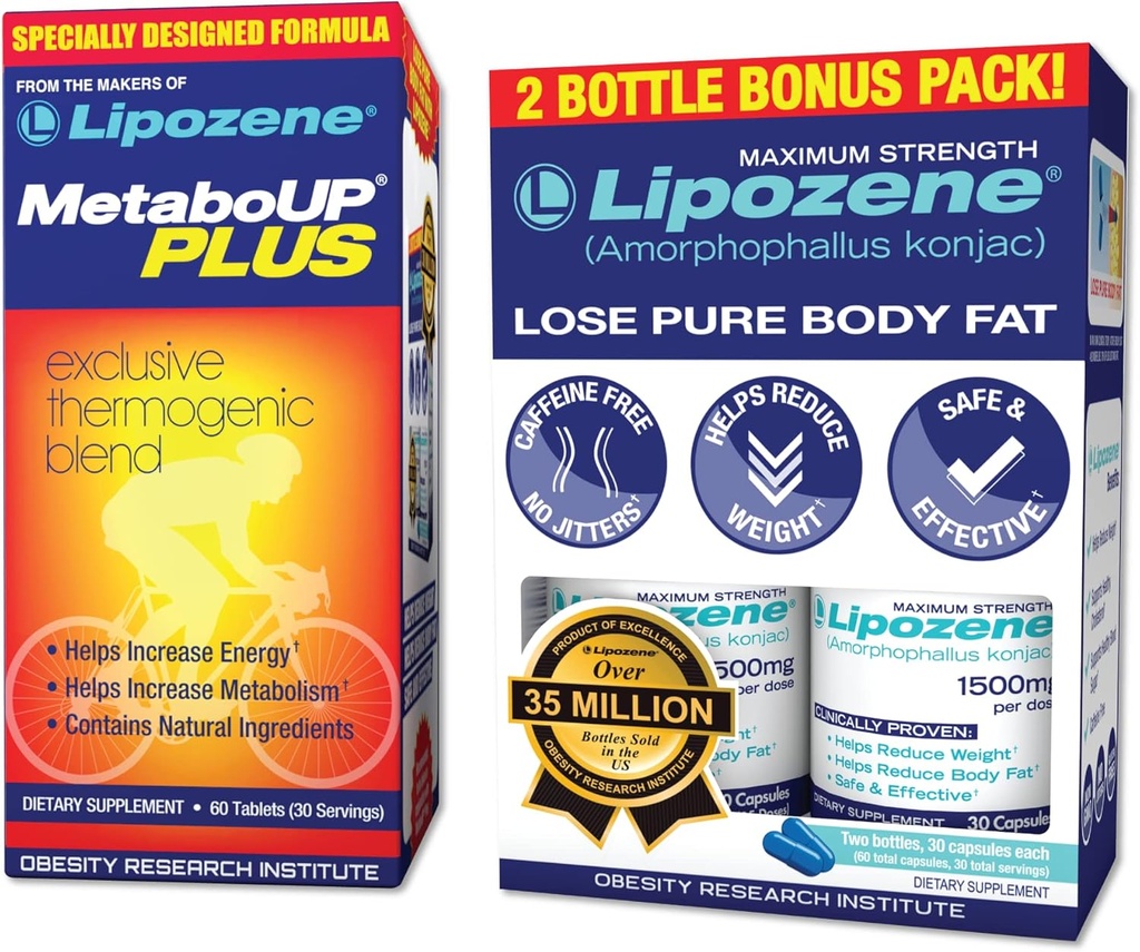 Lipozene 重量损失药丸 双包和MetaboUp Plus 热致性补充剂 - Appetite 抑制剂
