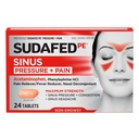 Sudafed PE Sinus压力+止痛药片,最大强度,非昏睡药,OTC Sinus Relief Medicine with Acetaminophen Pain Reliver & Phenylephrine HCl 鼻腔解毒剂,24 cm