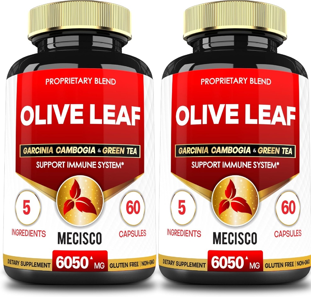 5in1 橄榄叶提取4个月 6050mg 与Garcinia Cambogia,绿茶,绿咖啡和黑椒 - 心血管健康,健康与免疫支持 - 2 包 60 Capsules