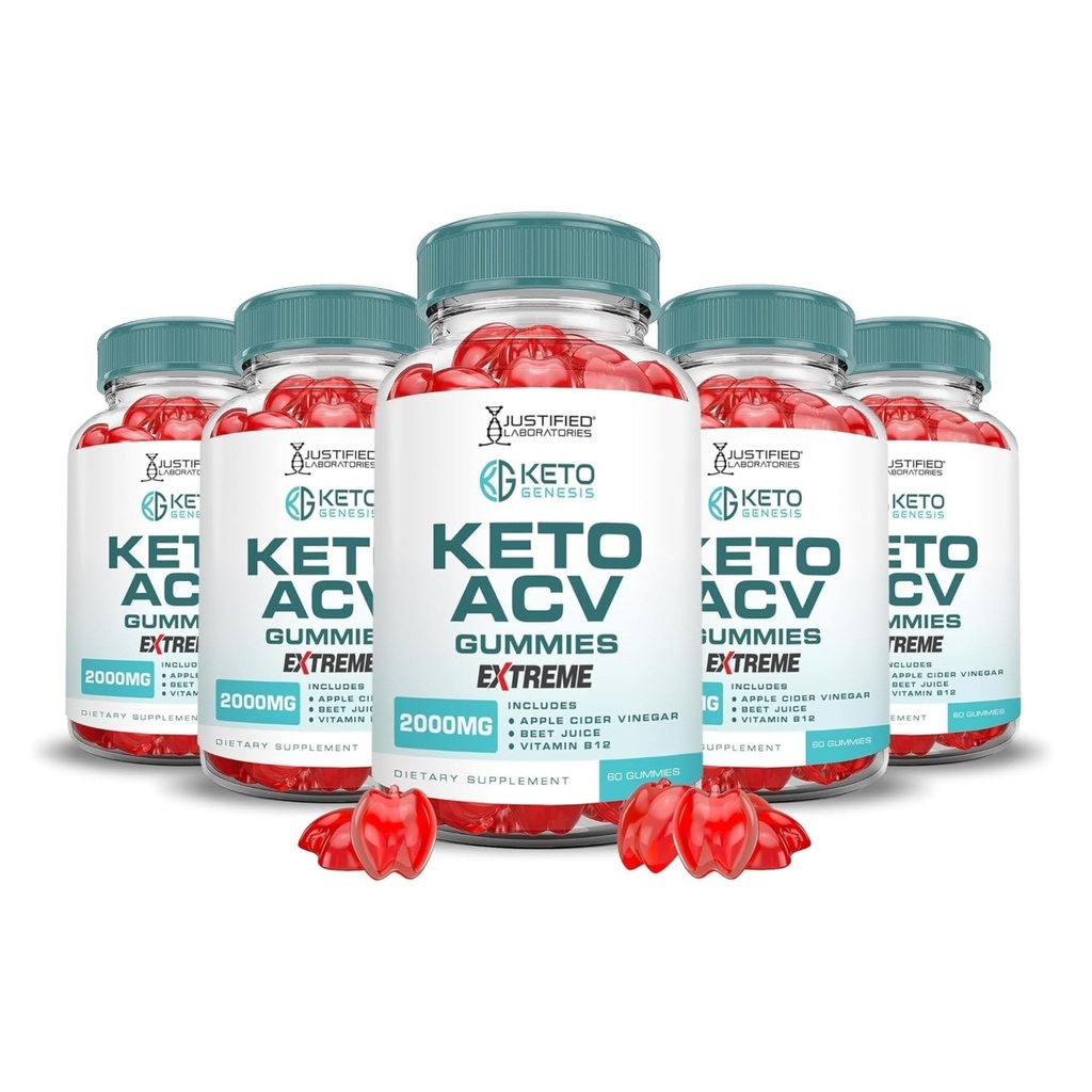 合理实验室(5 Pack Keto Genesis Keto ACV Gummys 2000 MG Keto Genesis Keto Gummys 高级公式 Apple Cider Vinegar 配有石榴蜂蜜汁粉 B12 Vegan Non GMO 300 Gummys)