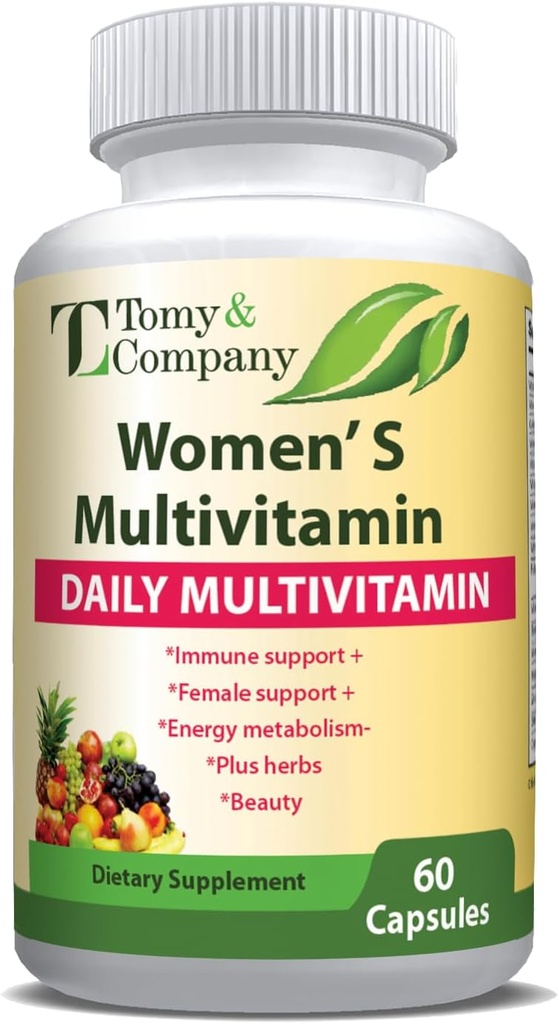 Tomy & Company Gluten-Free Vegetarian Women's Multivevitamin with Zinc, B6, B12, Biotin and More - 头发,皮肤和钉子,骨质健康,Immune支持,妇女日维生素补充卡普苏莱斯