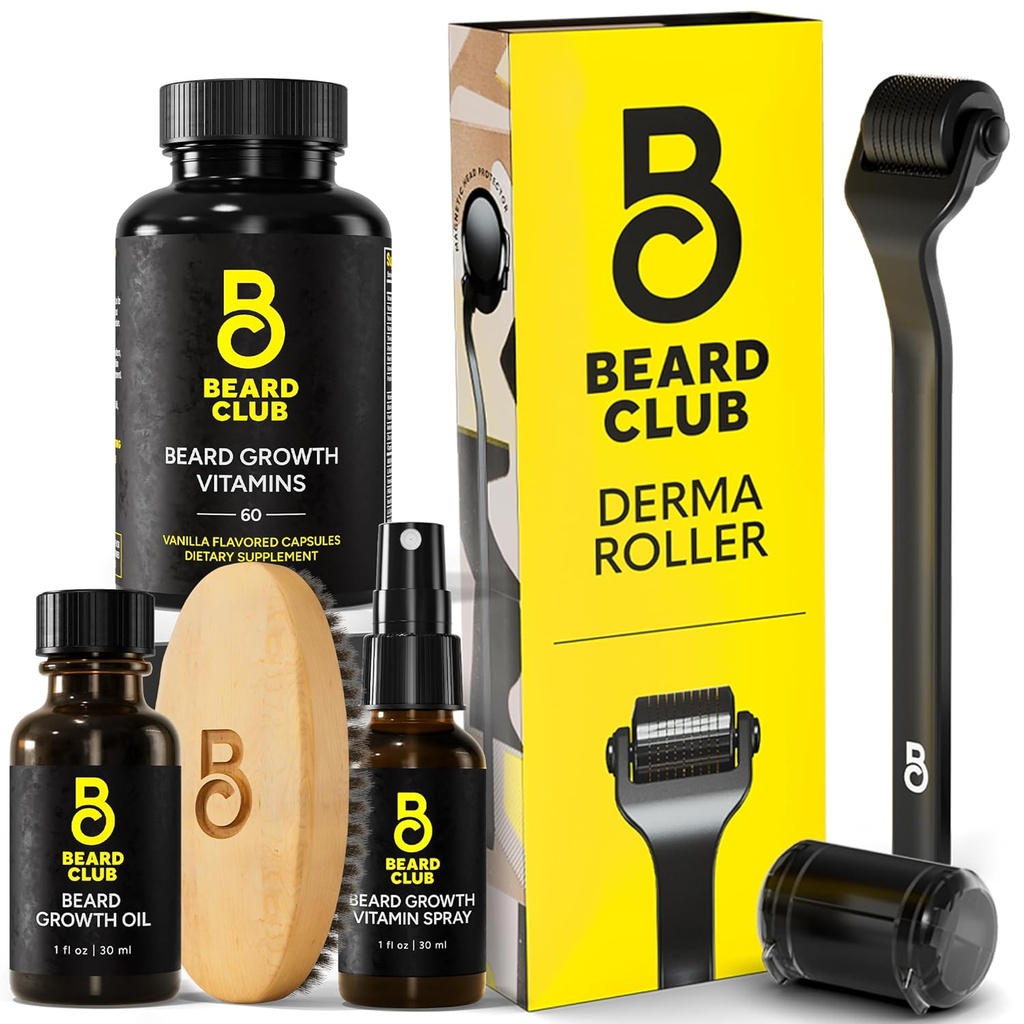 胡子俱乐部 Derma Roller & Requious Beard Kit - 胡子滚球,比尔油,比尔喷水,比尔维他命