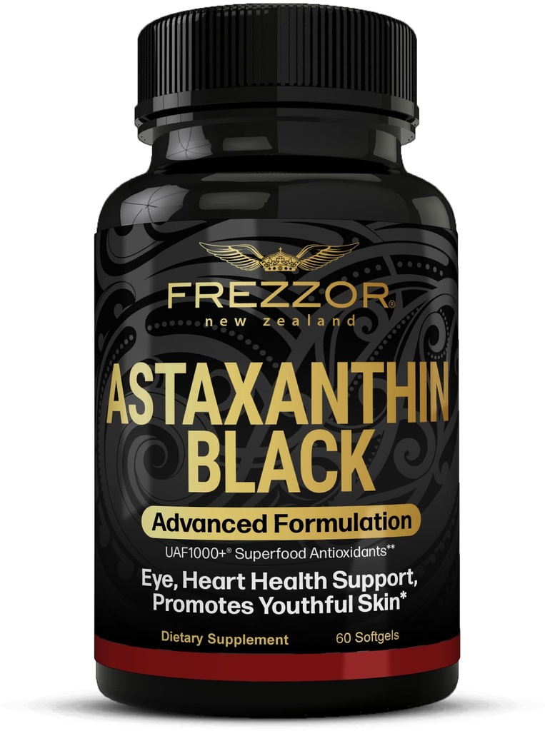 FREZZOR Astaxanthin Black 12mg 反衰老美容补充抗氧化剂 – 锻炼恢复皮肤,眼睛,神经,肌肉 → 心血管和免疫支持 60软胶